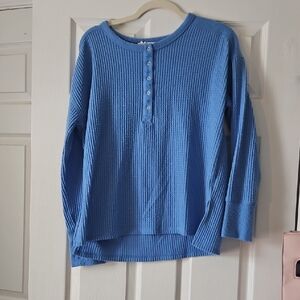 Olive & Oak Sky Blue Waffle Henley